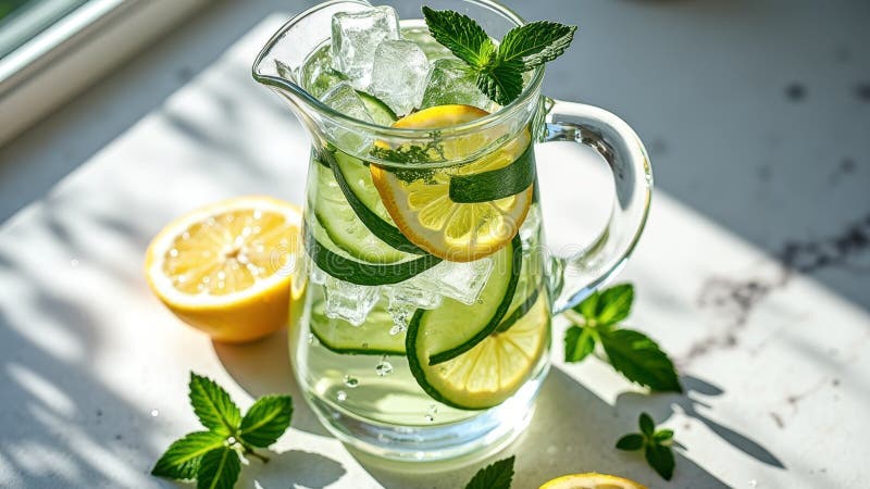 Refreshing Cucumber Mint Infused Water Glass Pitcher Summer ...